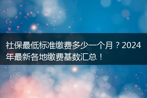 社保最低标准缴费多少一个月？2024年最新各地缴费基数汇总！