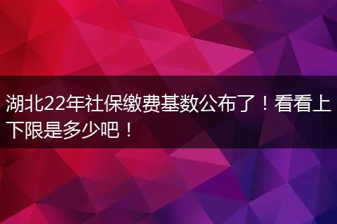 湖北22年社保缴费基数公布了！看看上下限是多少吧！