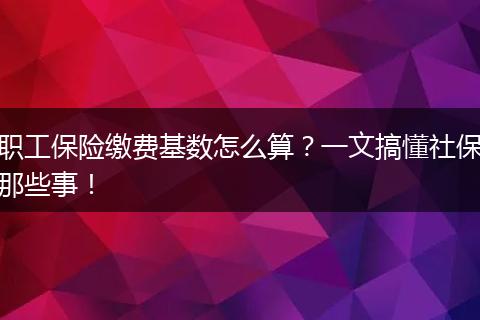 职工保险缴费基数怎么算？一文搞懂社保那些事！