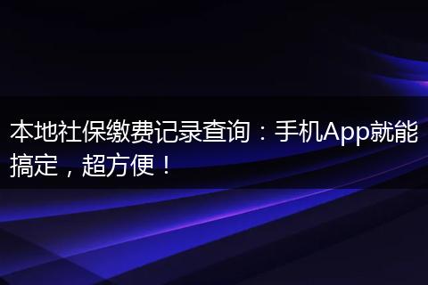 本地社保缴费记录查询：手机App就能搞定，超方便！