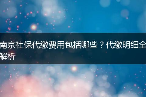 南京社保代缴费用包括哪些？代缴明细全解析