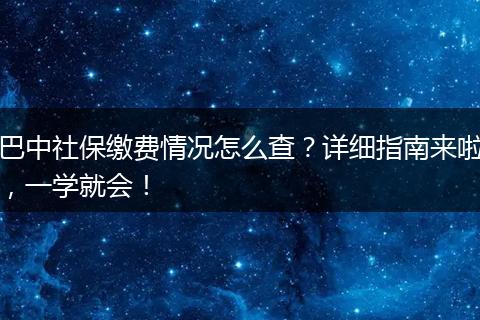 巴中社保缴费情况怎么查？详细指南来啦，一学就会！