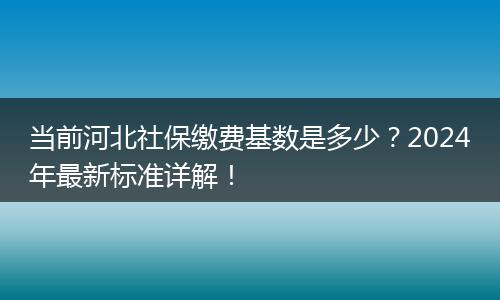 当前河北社保缴费基数是多少？2024年最新标准详解！