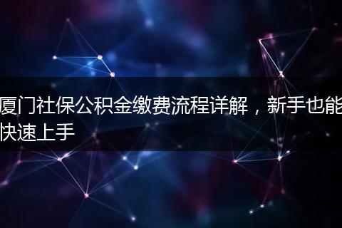 厦门社保公积金缴费流程详解，新手也能快速上手