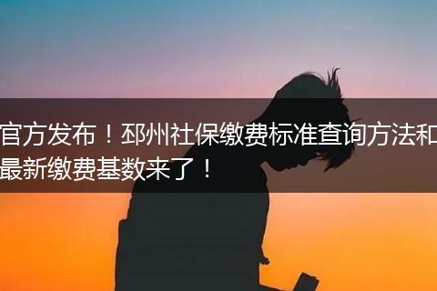 官方发布！邳州社保缴费标准查询方法和最新缴费基数来了！