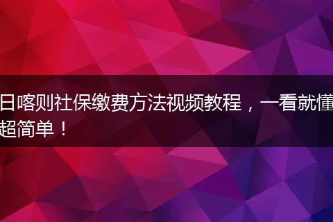 日喀则社保缴费方法视频教程，一看就懂超简单！