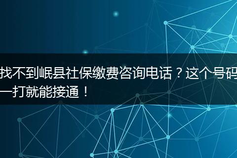 找不到岷县社保缴费咨询电话？这个号码一打就能接通！