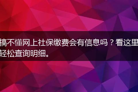 搞不懂网上社保缴费会有信息吗?看这里轻松查询明细。