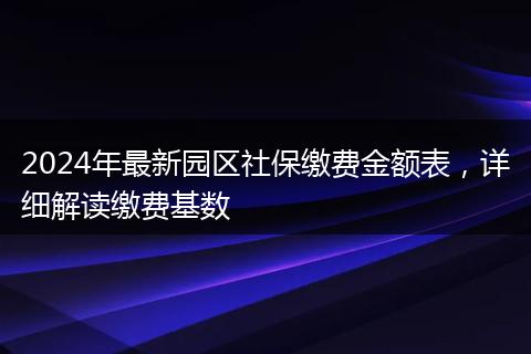 2024年最新园区社保缴费金额表，详细解读缴费基数