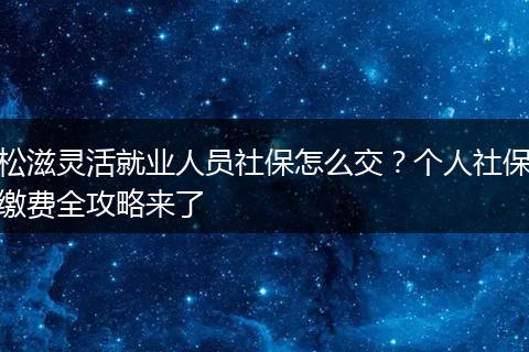 松滋灵活就业人员社保怎么交?个人社保缴费全攻略来了