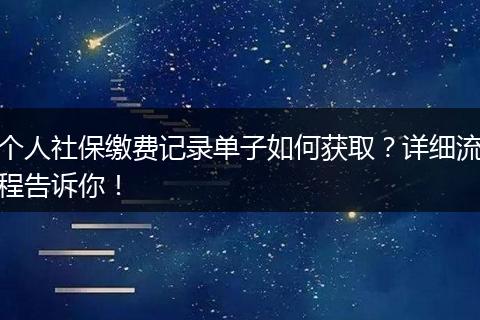 个人社保缴费记录单子如何获取？详细流程告诉你！