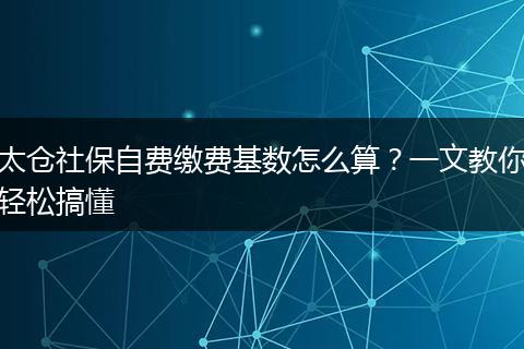 太仓社保自费缴费基数怎么算？一文教你轻松搞懂