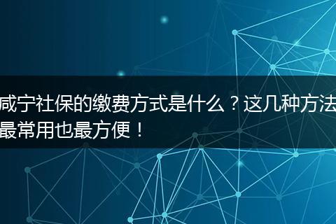 咸宁社保的缴费方式是什么？这几种方法最常用也最方便！