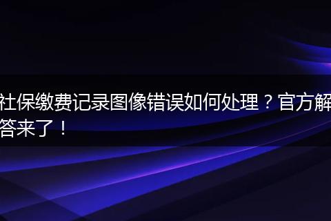 社保缴费记录图像错误如何处理？官方解答来了！