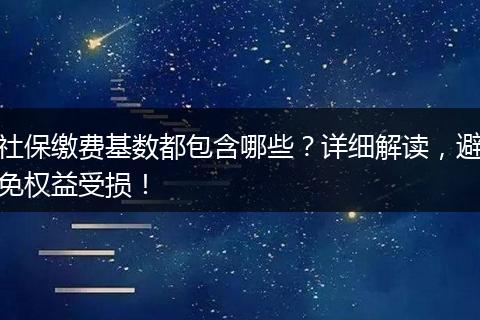 社保缴费基数都包含哪些？详细解读，避免权益受损！