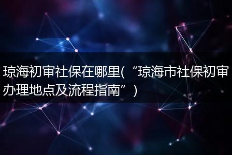 琼海初审社保在哪里(“琼海市社保初审办理地点及流程指南”)
