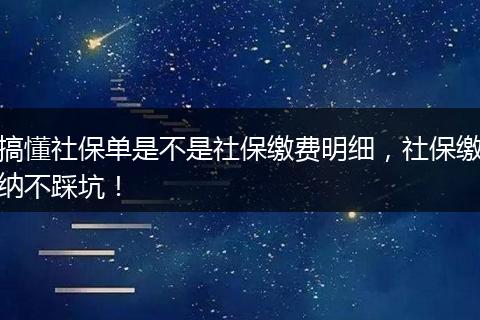 搞懂社保单是不是社保缴费明细，社保缴纳不踩坑！