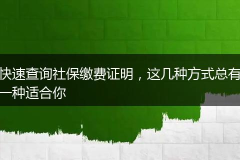 快速查询社保缴费证明,这几种方式总有一种适合你
