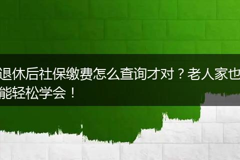 退休后社保缴费怎么查询才对？老人家也能轻松学会！