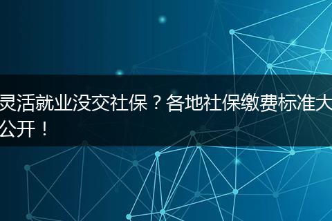 灵活就业没交社保？各地社保缴费标准大公开！
