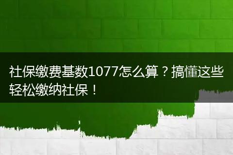 社保缴费基数1077怎么算?搞懂这些轻松缴纳社保!