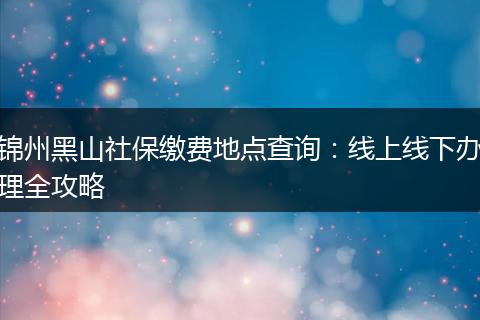 锦州黑山社保缴费地点查询：线上线下办理全攻略