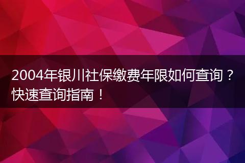 2004年银川社保缴费年限如何查询？快速查询指南！