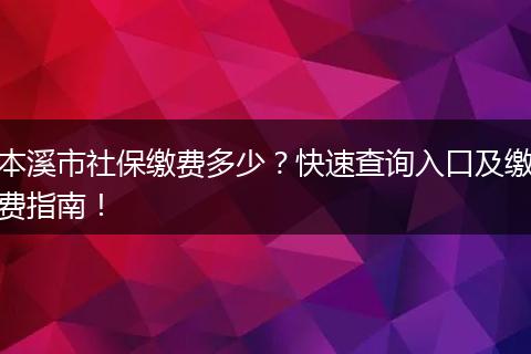 本溪市社保缴费多少？快速查询入口及缴费指南！