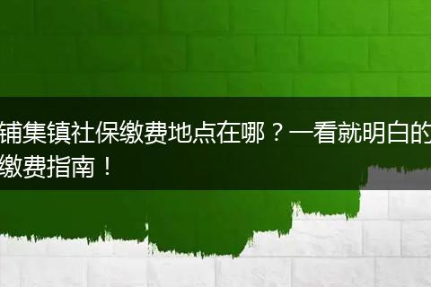 铺集镇社保缴费地点在哪?一看就明白的缴费指南!
