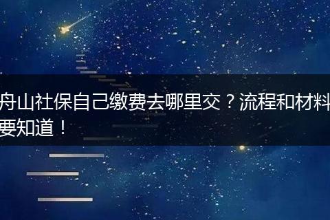 舟山社保自己缴费去哪里交?流程和材料要知道!