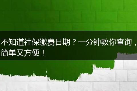 不知道社保缴费日期?一分钟教你查询,简单又方便!