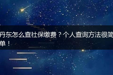 丹东怎么查社保缴费？个人查询方法很简单！