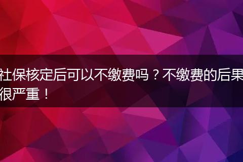 社保核定后可以不缴费吗？不缴费的后果很严重！