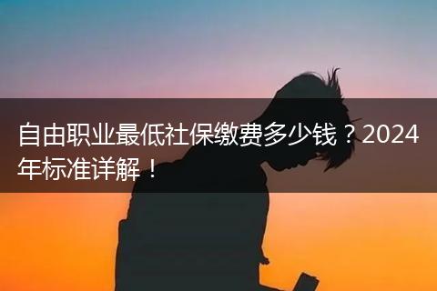 自由职业最低社保缴费多少钱？2024年标准详解！