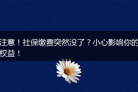 注意！社保缴费突然没了？小心影响你的权益！