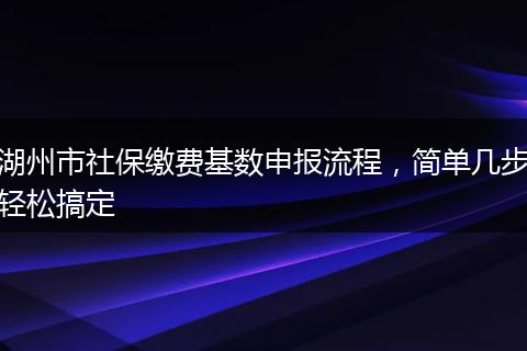 湖州市社保缴费基数申报流程，简单几步轻松搞定
