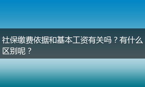 社保缴费依据和基本工资有关吗?有什么区别呢?