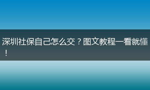 深圳社保自己怎么交?图文教程一看就懂!