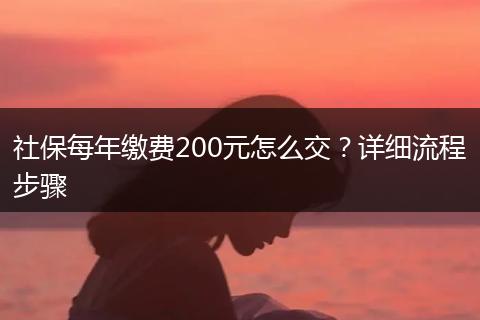 社保每年缴费200元怎么交？详细流程步骤