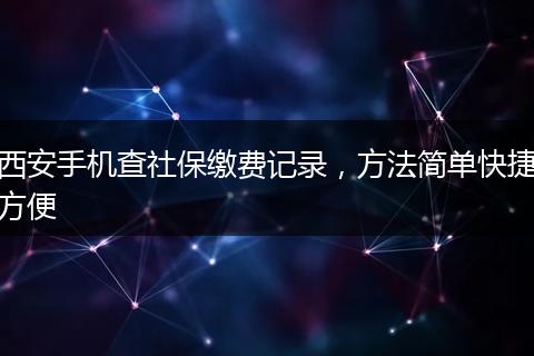西安手机查社保缴费记录，方法简单快捷方便