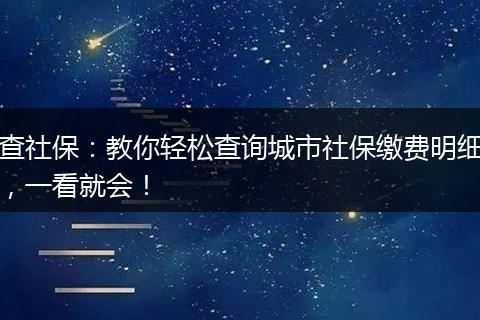 查社保：教你轻松查询城市社保缴费明细，一看就会！
