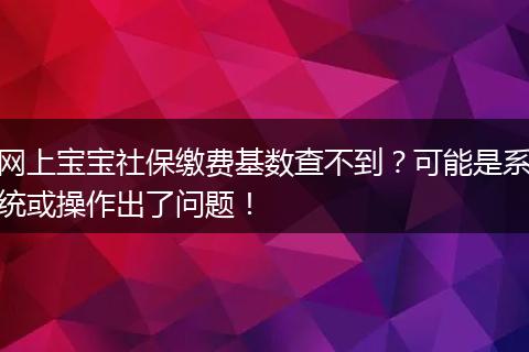 网上宝宝社保缴费基数查不到？可能是系统或操作出了问题！
