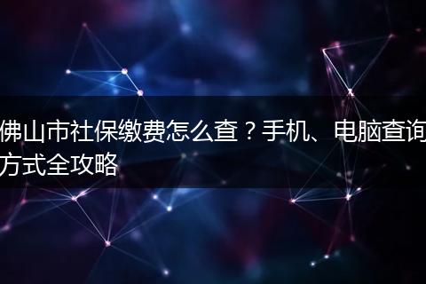 佛山市社保缴费怎么查？手机、电脑查询方式全攻略