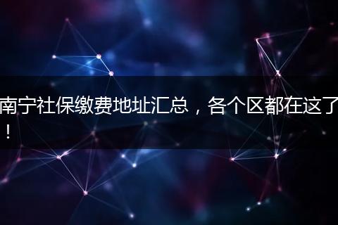 南宁社保缴费地址汇总，各个区都在这了！