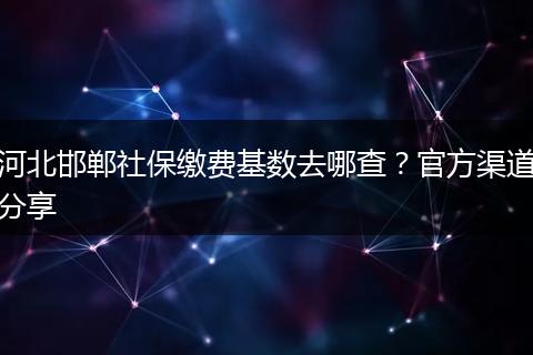 河北邯郸社保缴费基数去哪查?官方渠道分享
