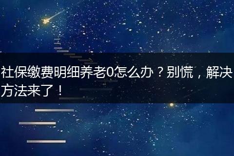 社保缴费明细养老0怎么办？别慌，解决方法来了！