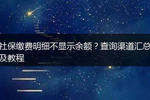 社保缴费明细不显示余额?查询渠道汇总及教程