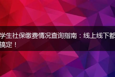 学生社保缴费情况查询指南:线上线下都搞定!