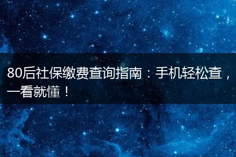 80后社保缴费查询指南：手机轻松查，一看就懂！