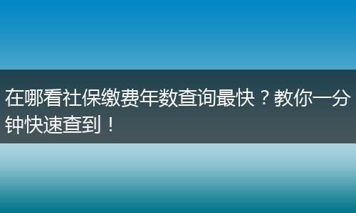 在哪看社保缴费年数查询最快?教你一分钟快速查到!